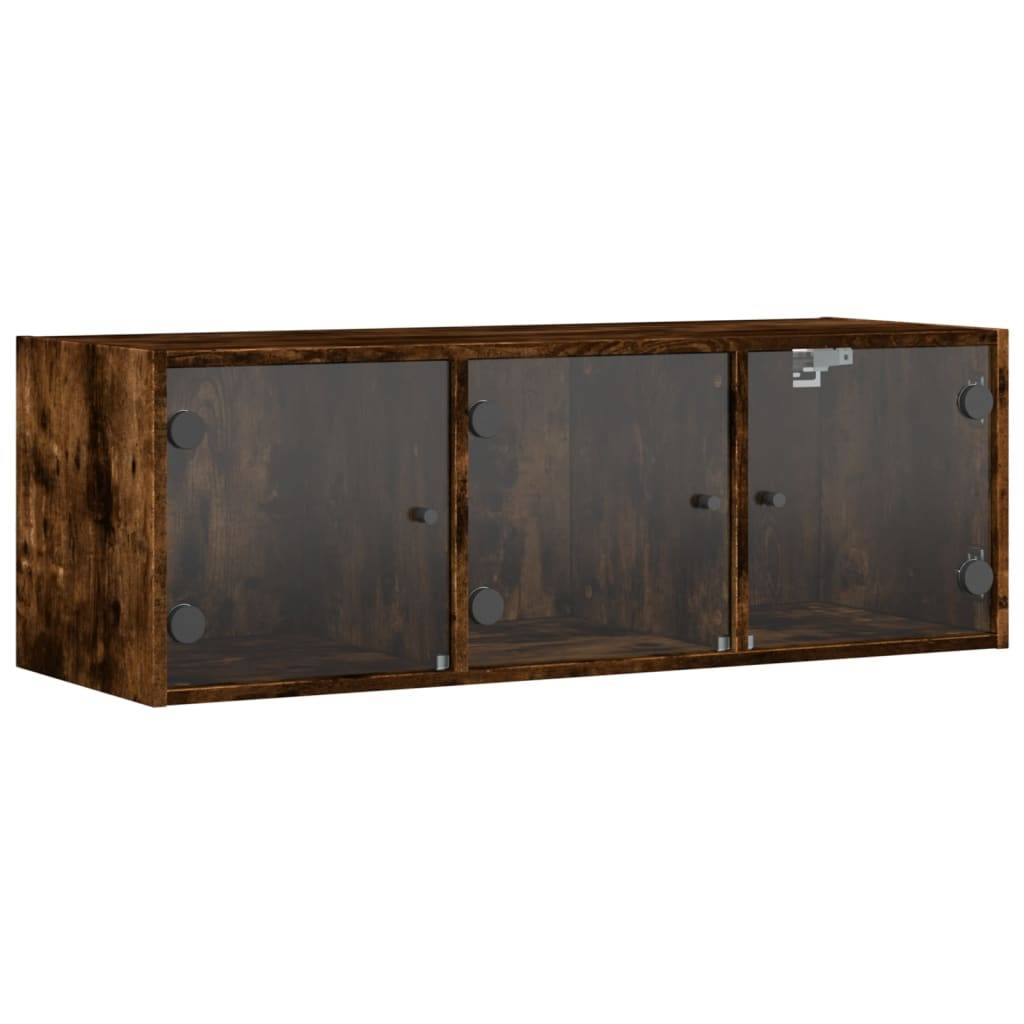 vidaXL Wandschrank mit Glastüren Räuchereiche 102x37x35 cm