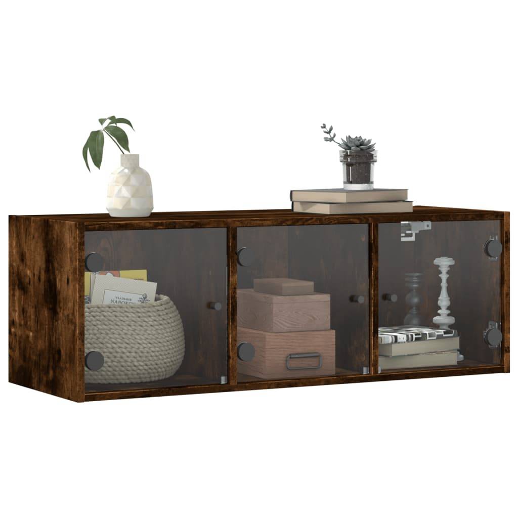 vidaXL Wandschrank mit Glastüren Räuchereiche 102x37x35 cm