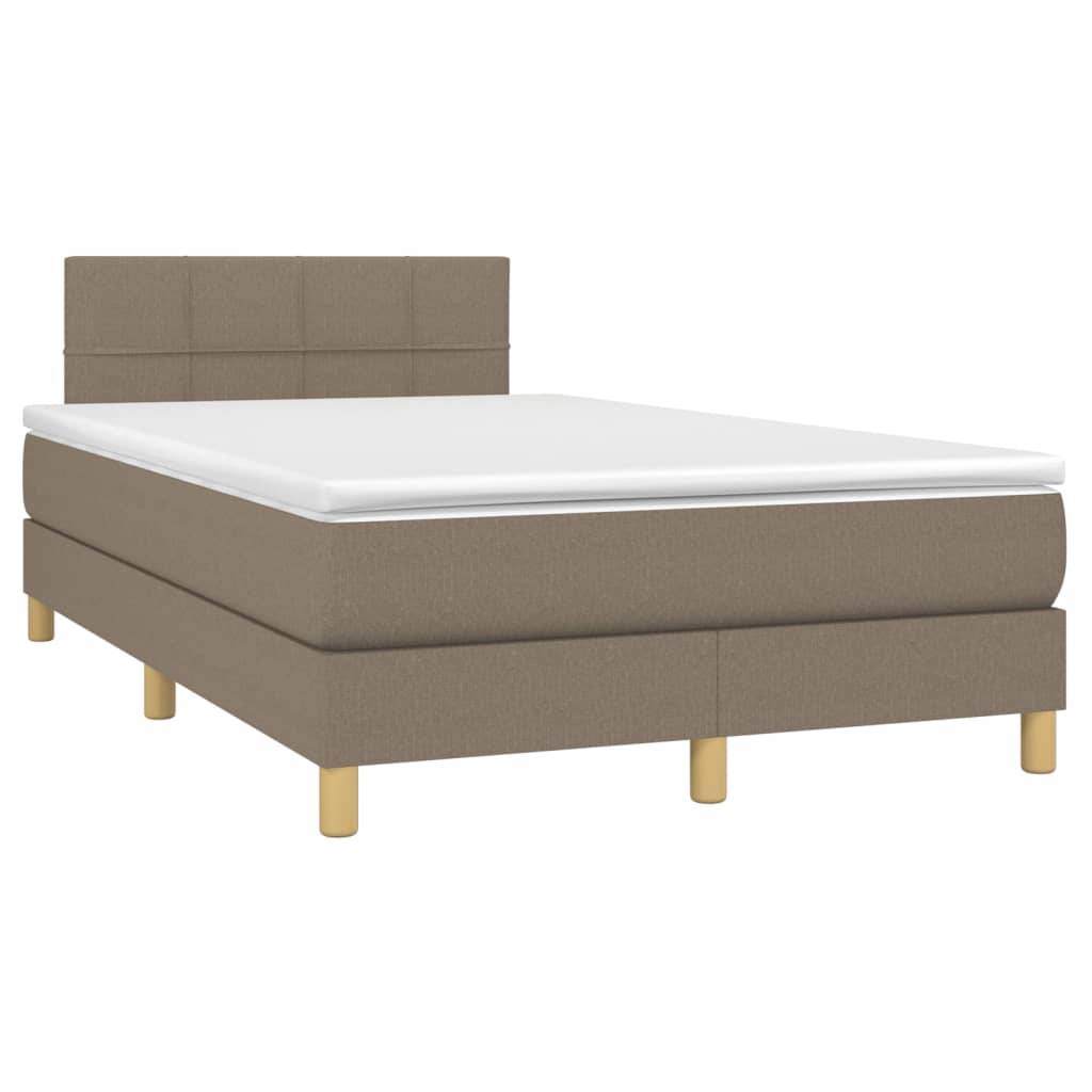 vidaXL Boxspringbett mit Matratze &amp; LED Taupe 120x200 cm Stoff