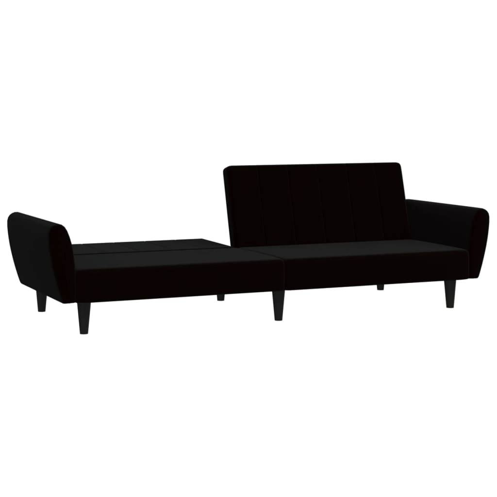 vidaXL Schlafsofa 2-Sitzer Schwarz Samt
