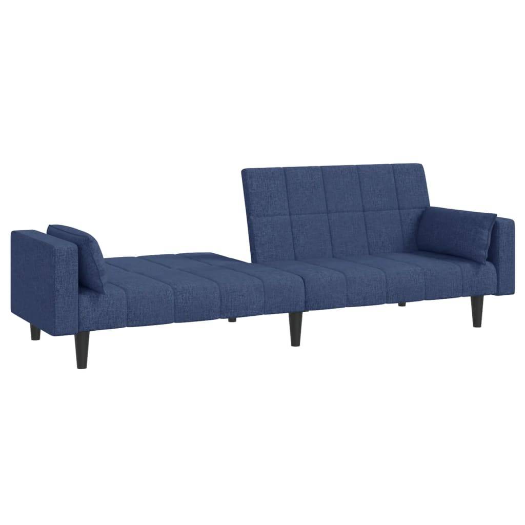 vidaXL Schlafsofa 2-Sitzer mit 2 Kissen Blau Stoff