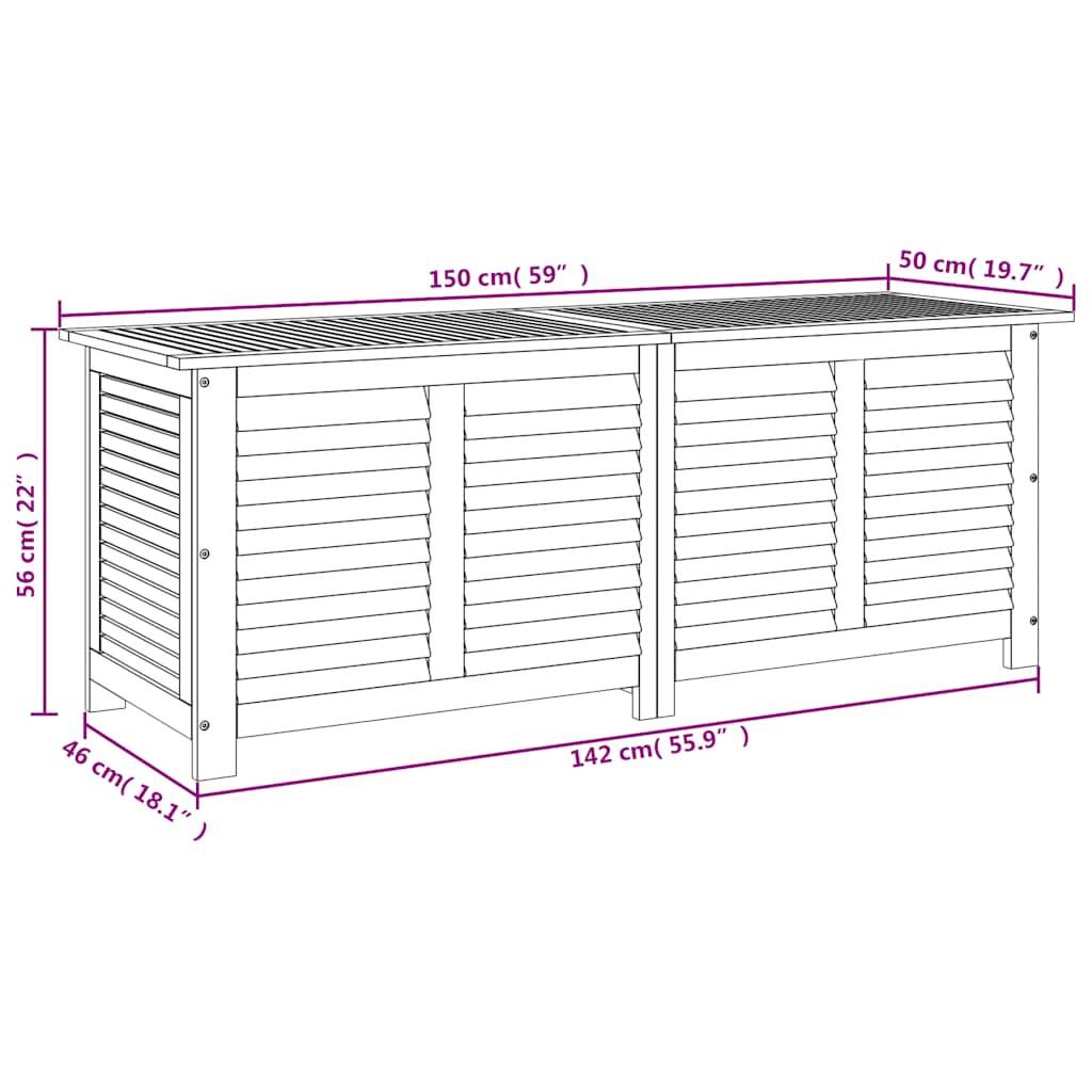 vidaXL Gartenbox mit Lüftungsschlitzen 150x50x56 cm Massivholz Akazie