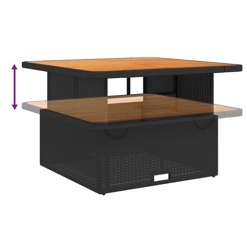vidaXL Gartentisch Schwarz 110x110x71 cm Poly Rattan und Akazienholz