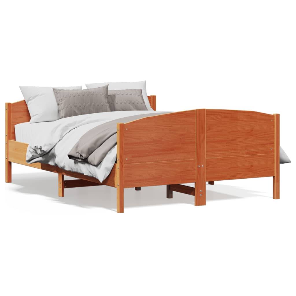 vidaXL Massivholzbett ohne Matratze Wachsbraun 120x190 cm Kiefernholz