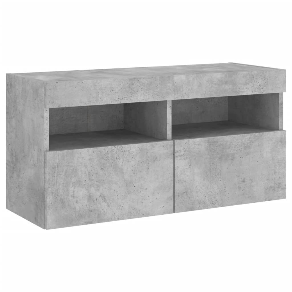 vidaXL TV-Wandschrank mit LED-Leuchten Betongrau 80x30x40 cm