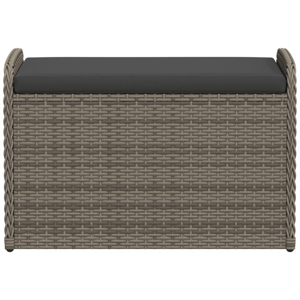 vidaXL Sitzbank mit Stauraum & Kissen Grau 80x51x52 cm Poly Rattan