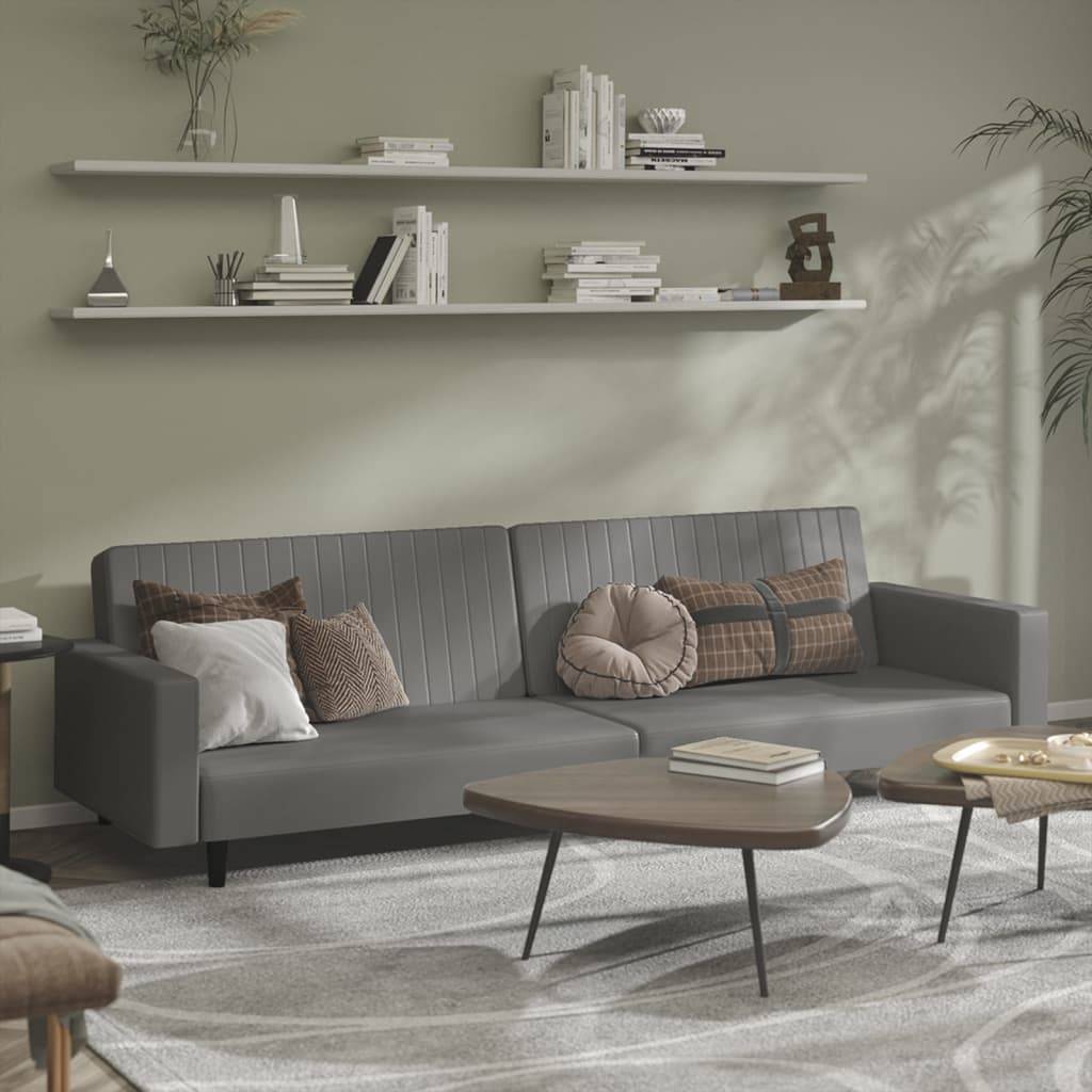 vidaXL Schlafsofa 2-Sitzer Grau Kunstleder