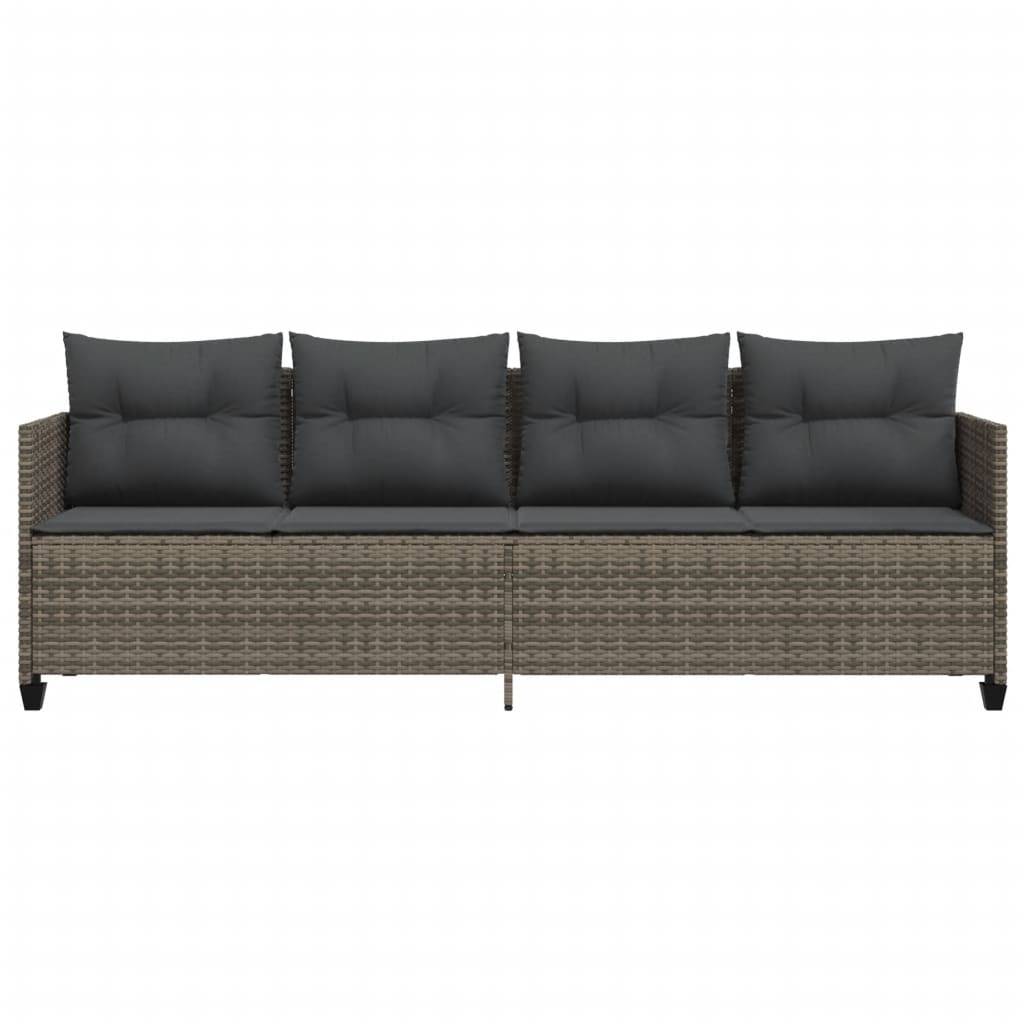 vidaXL Sonnenliege mit Kissen Grau Poly Rattan