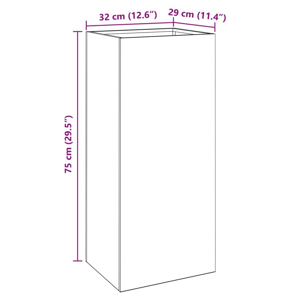 vidaXL Pflanzkübel Anthrazit 32x29x75 cm Stahl