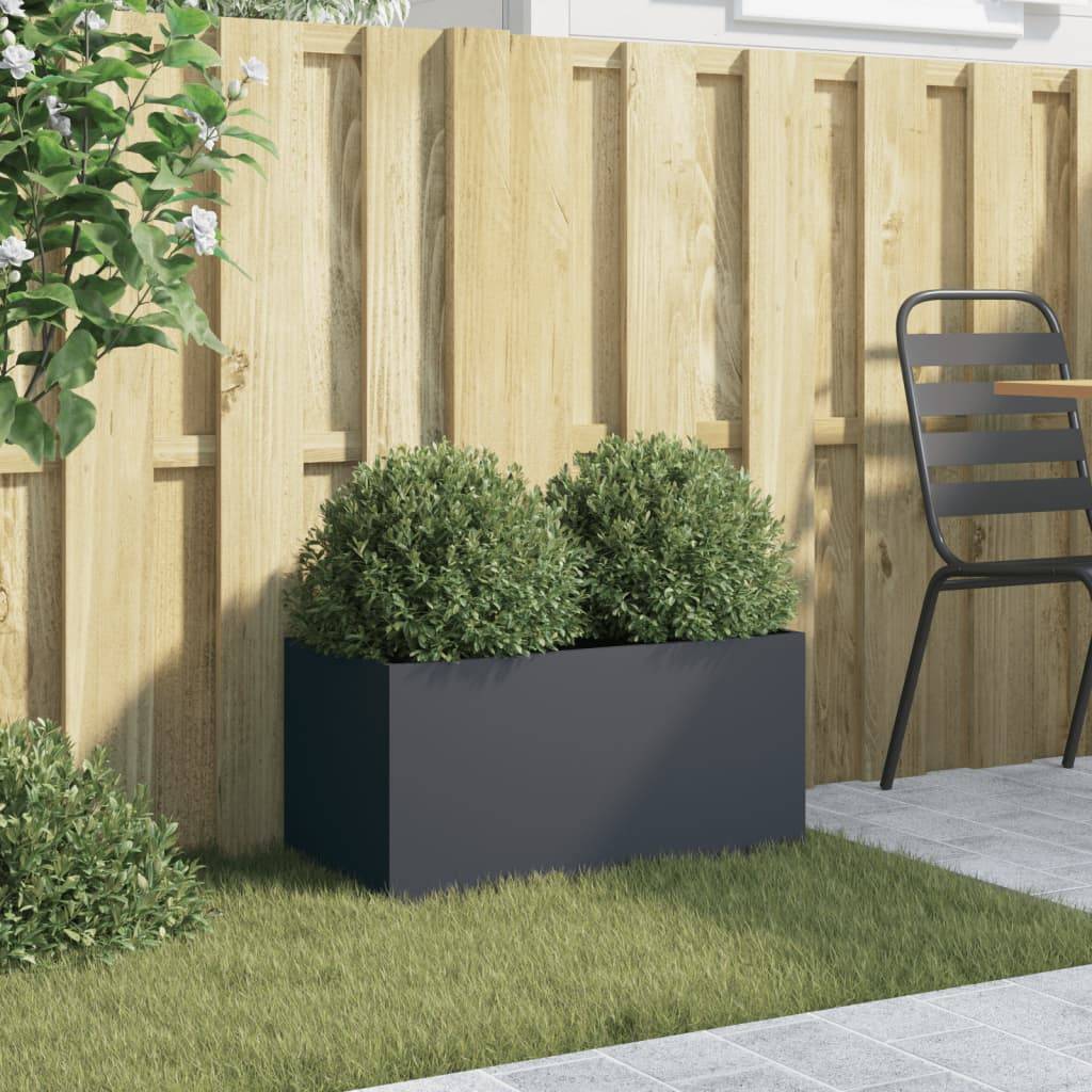 vidaXL Pflanzkübel Anthrazit 62x30x29 cm Stahl