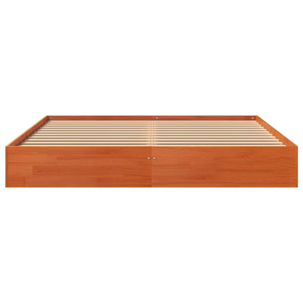 vidaXL Massivholzbett ohne Matratze Wachsbraun 160x200 Kiefernholz
