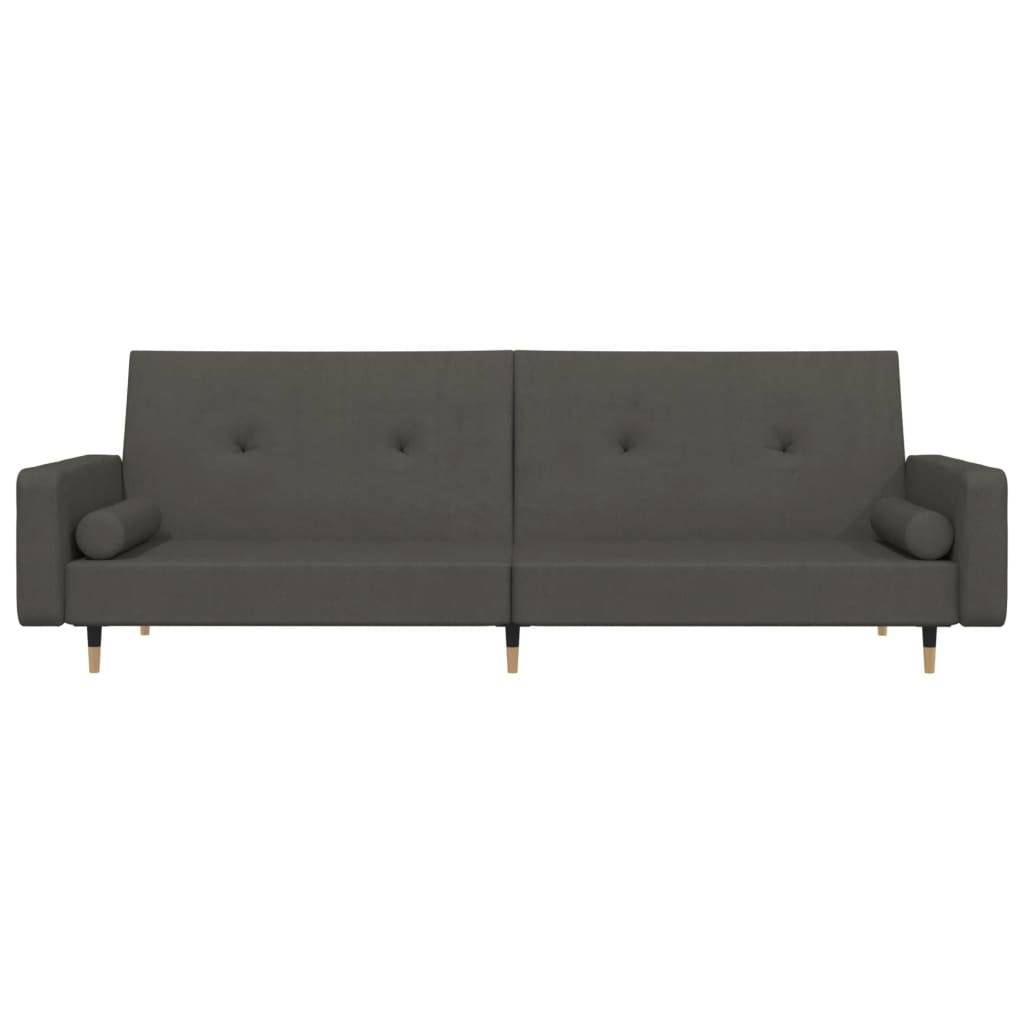 vidaXL Schlafsofa 2-Sitzer mit 2 Kissen Dunkelgrau Samt