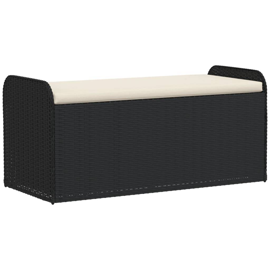 vidaXL Sitzbank mit Stauraum & Kissen Schwarz 115x51x52 cm Poly Rattan