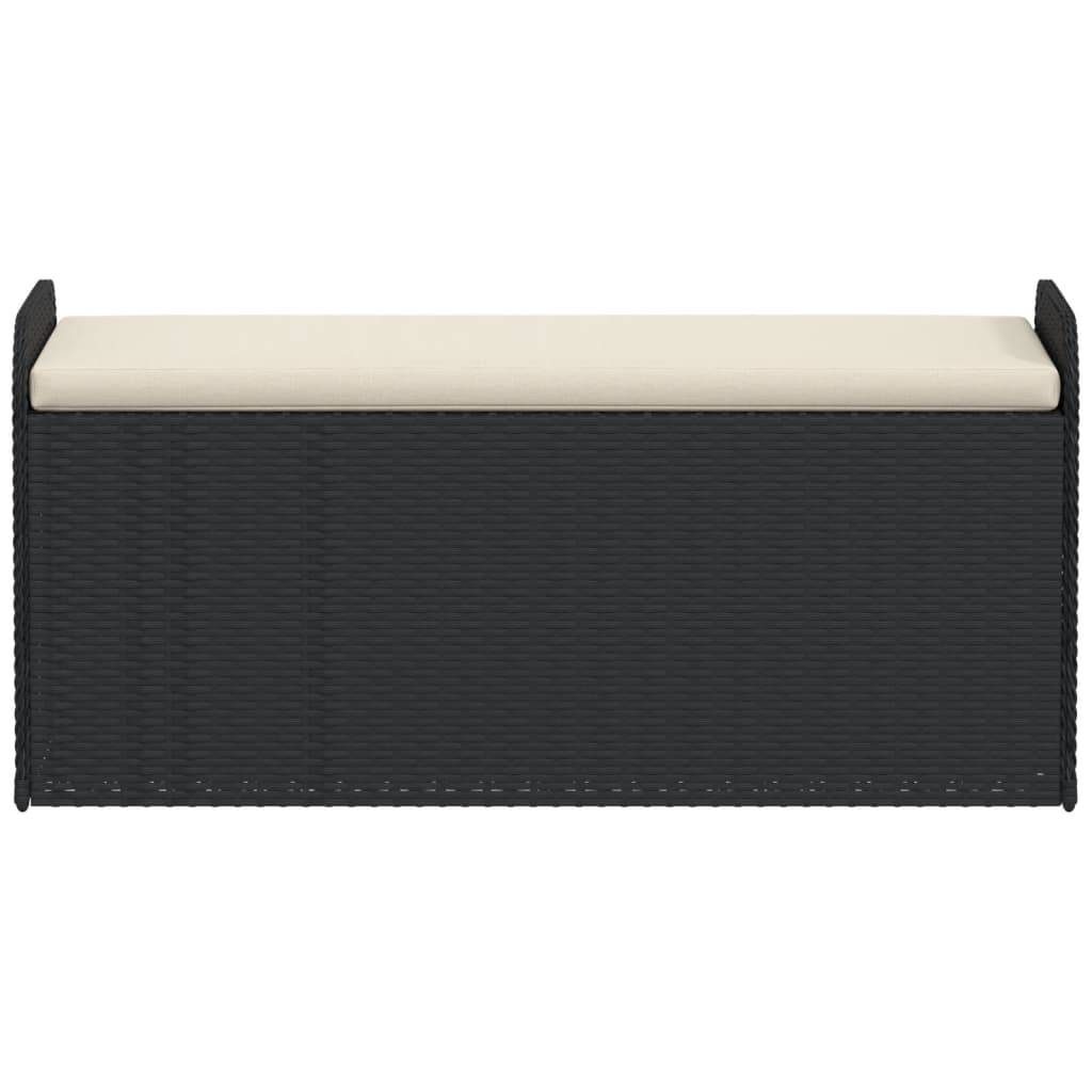 vidaXL Sitzbank mit Stauraum & Kissen Schwarz 115x51x52 cm Poly Rattan
