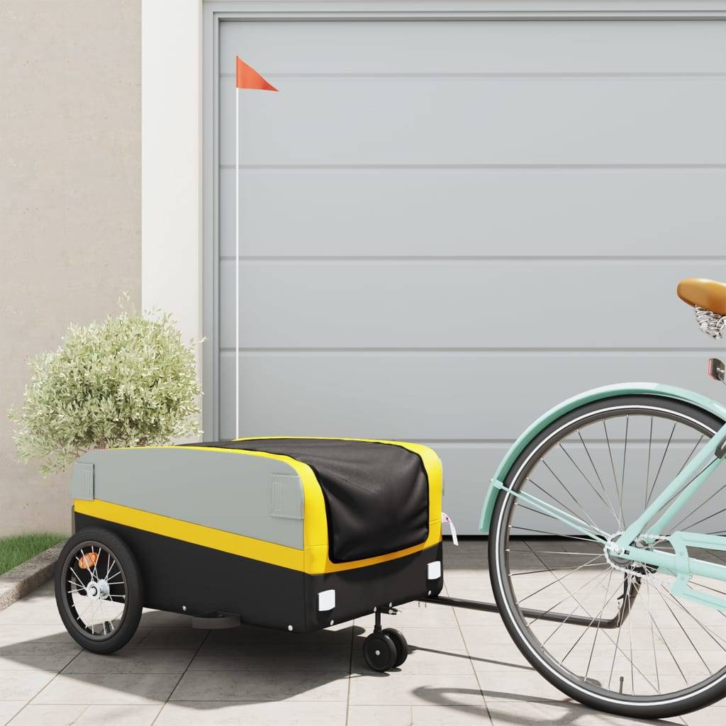 vidaXL Fahrradanhänger Schwarz und Gelb 45 kg Eisen