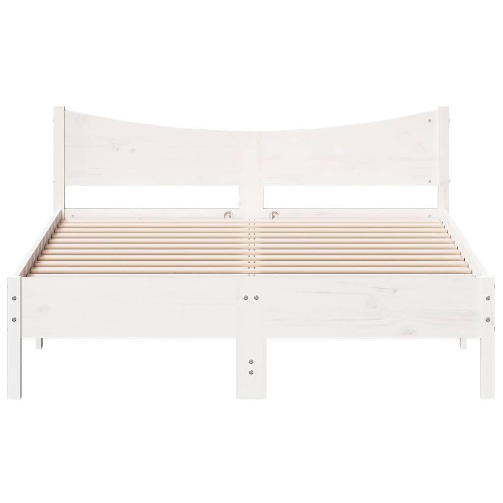 vidaXL Massivholzbett ohne Matratze Weiß 140x200 cm Kiefernholz