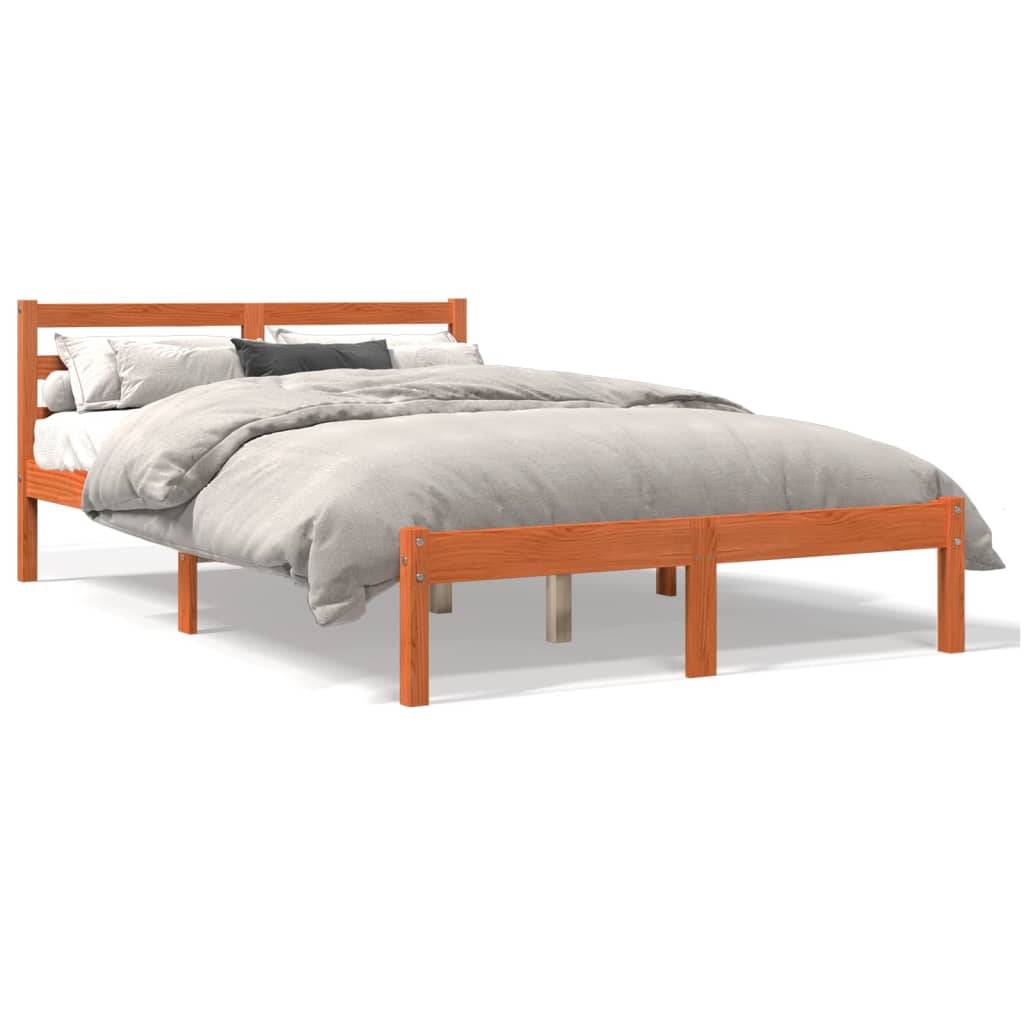vidaXL Massivholzbett ohne Matratze Wachsbraun 150x200 cm Kiefernholz