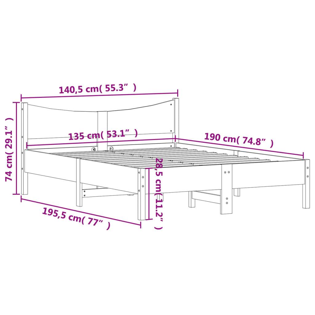 vidaXL Massivholzbett ohne Matratze 135x190 cm Kiefernholz