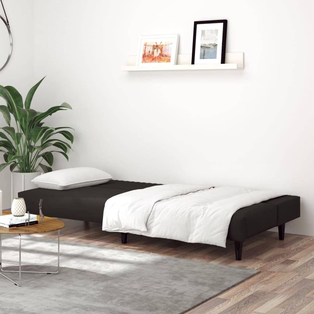 vidaXL Schlafsofa 2-Sitzer Schwarz Samt