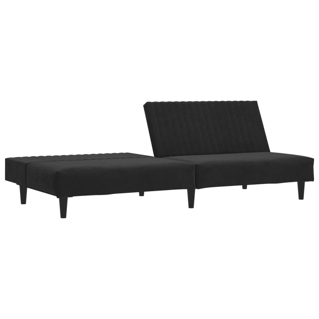 vidaXL Schlafsofa 2-Sitzer Schwarz Samt