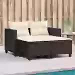 vidaXL Gartensofa 2-Sitzer mit Hockern Schwarz Poly Rattan vidaXL Gartensofa 2-Sitzer mit Hockern Schwarz Poly Rattan