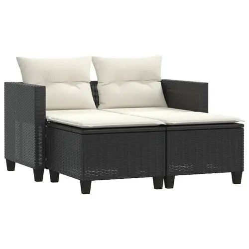 vidaXL Gartensofa 2-Sitzer mit Hockern Schwarz Poly Rattan vidaXL Gartensofa 2-Sitzer mit Hockern Schwarz Poly Rattan