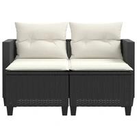 vidaXL Gartensofa 2-Sitzer mit Hockern Schwarz Poly Rattan vidaXL Gartensofa 2-Sitzer mit Hockern Schwarz Poly Rattan