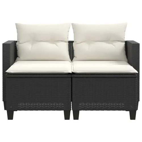 vidaXL Gartensofa 2-Sitzer mit Hockern Schwarz Poly Rattan vidaXL Gartensofa 2-Sitzer mit Hockern Schwarz Poly Rattan