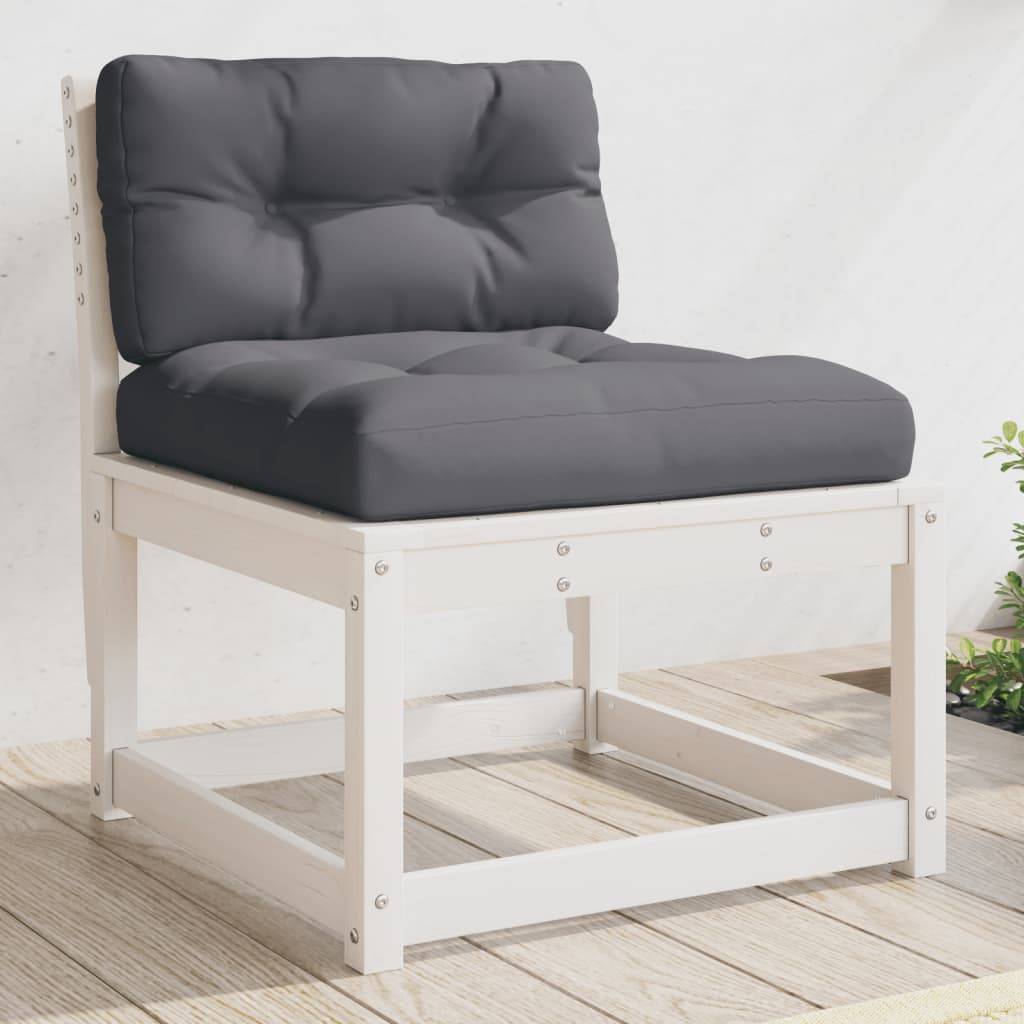vidaXL Gartensofas mit Kissen 2 Stk. Weiß Massivholz Kiefer