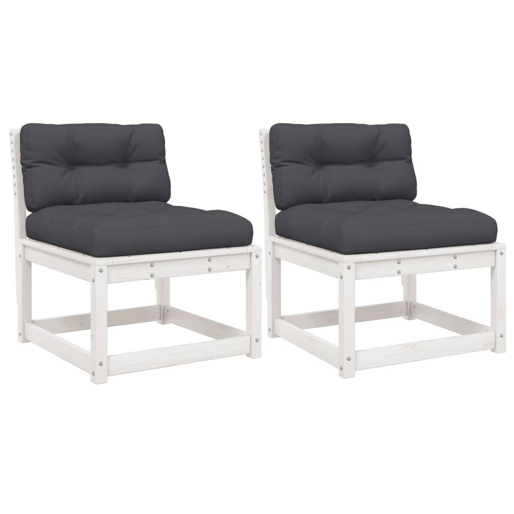 vidaXL Gartensofas mit Kissen 2 Stk. Weiß Massivholz Kiefer