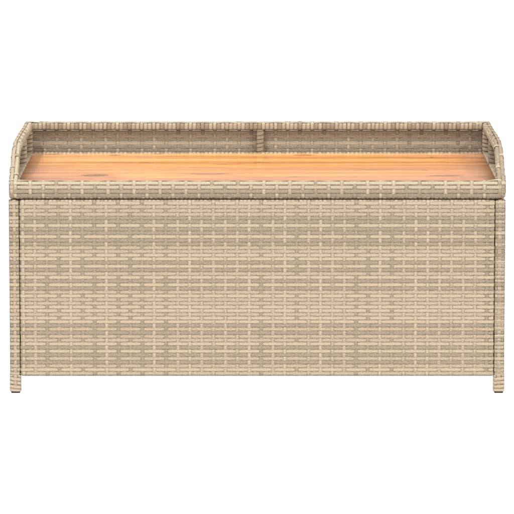 vidaXL Bank mit Stauraum Beige 100x50x52 cm Poly Rattan Akazienholz
