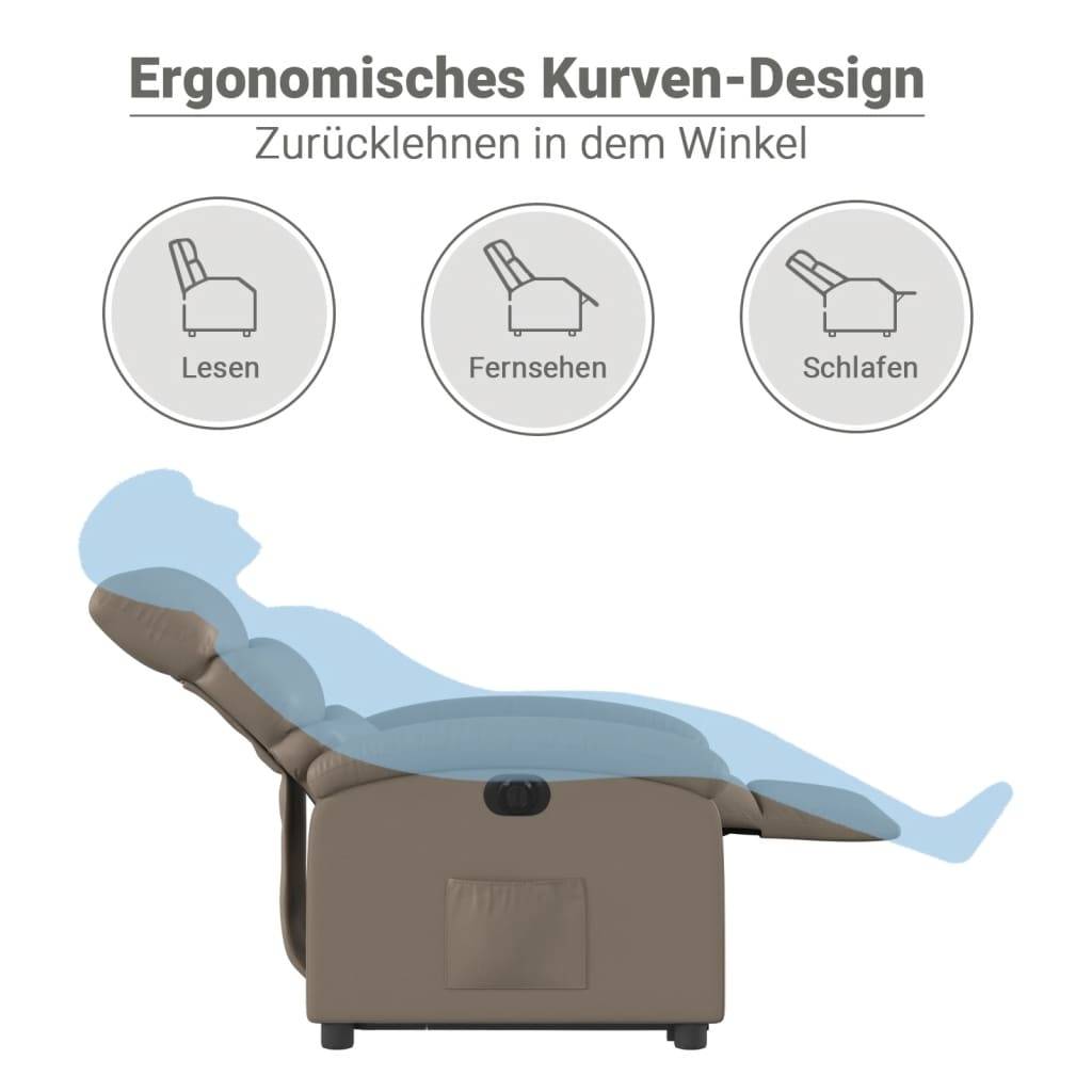 vidaXL Relaxsessel mit Aufstehhilfe Elektrisch Cappuccino Kunstleder