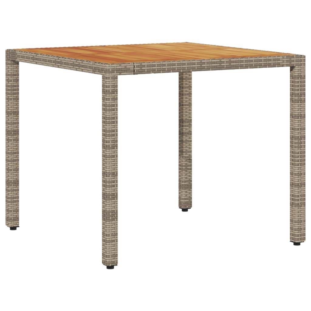 vidaXL Gartentisch mit Akazienholz-Platte Grau 90x90x75 cm Poly Rattan