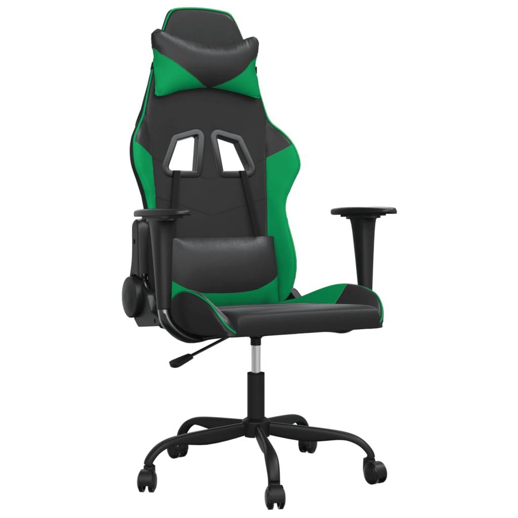 vidaXL Gaming-Stuhl mit Massagefunktion Schwarz und Grün Kunstleder