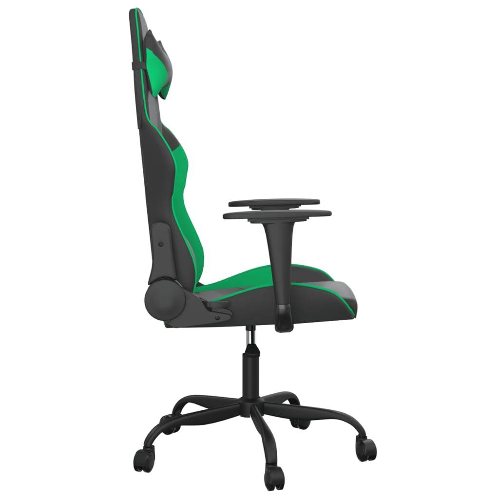 vidaXL Gaming-Stuhl mit Massagefunktion Schwarz und Grün Kunstleder