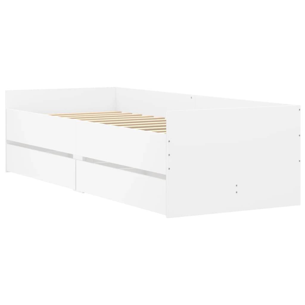 vidaXL Bett mit Schubladen Weiß 75x190 cm