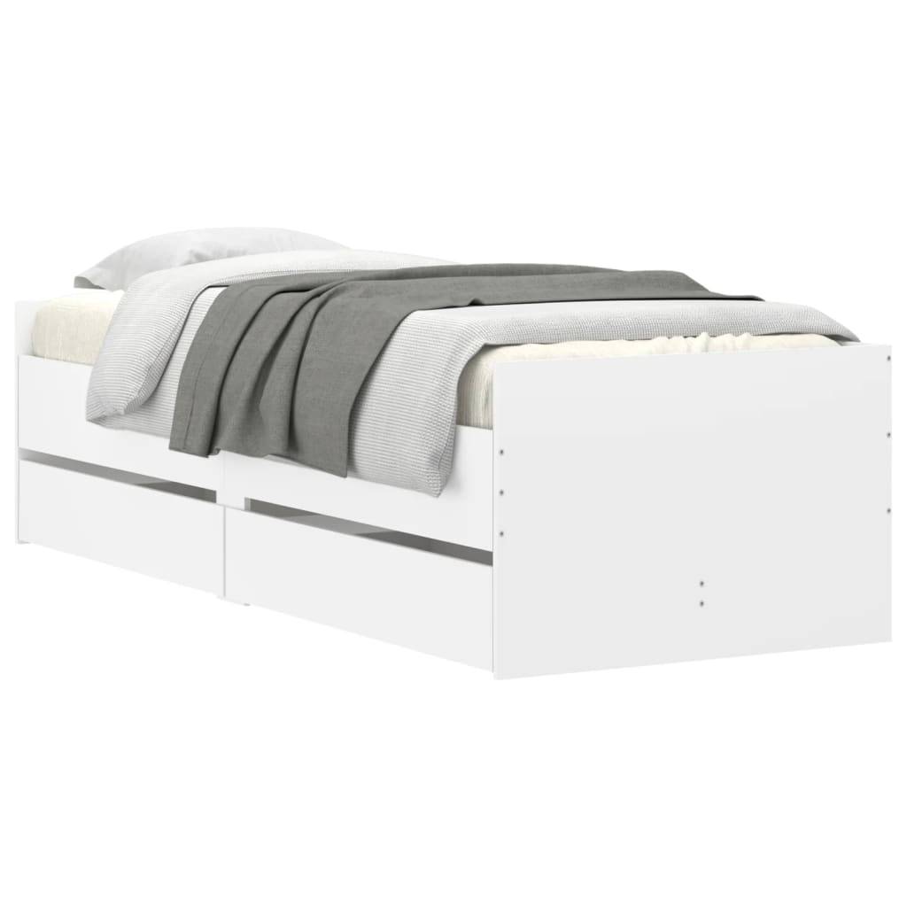 vidaXL Bettgestell mit Schubladen Weiß 90x190 cm