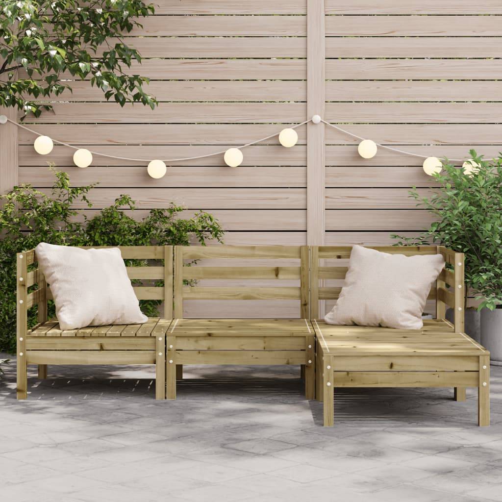 vidaXL Gartensofa 3-Sitzer mit Hocker Kiefernholz Imprägniert