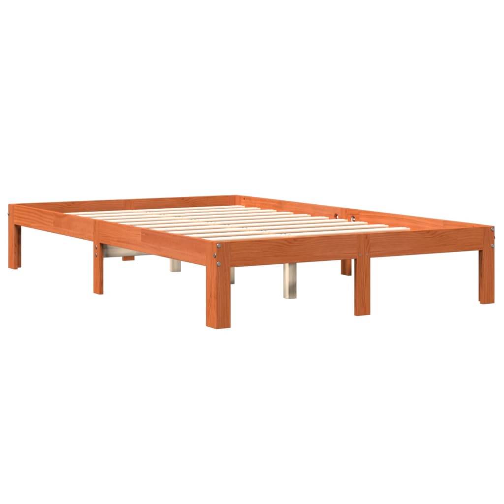 vidaXL Massivholzbett ohne Matratze Wachsbraun 140x200 cm Kiefernholz
