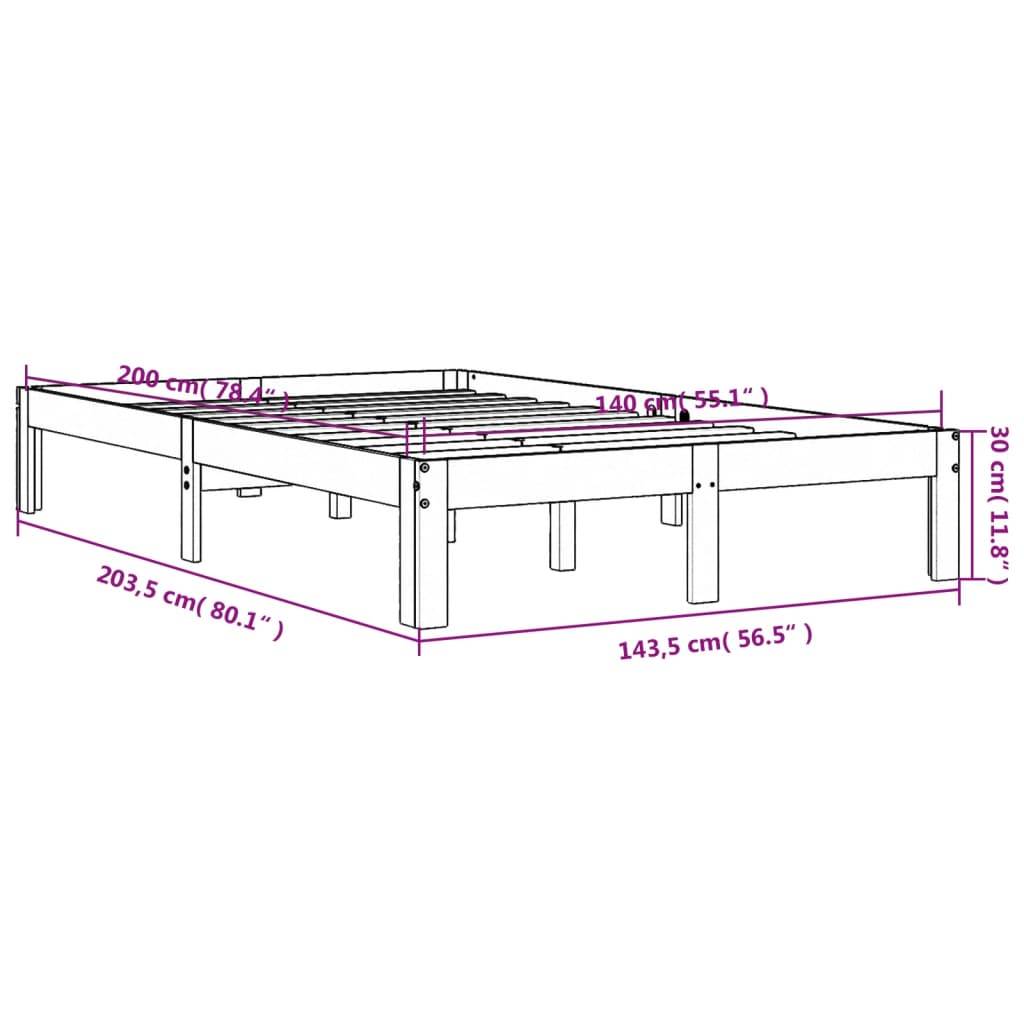 vidaXL Massivholzbett ohne Matratze Wachsbraun 140x200 cm Kiefernholz