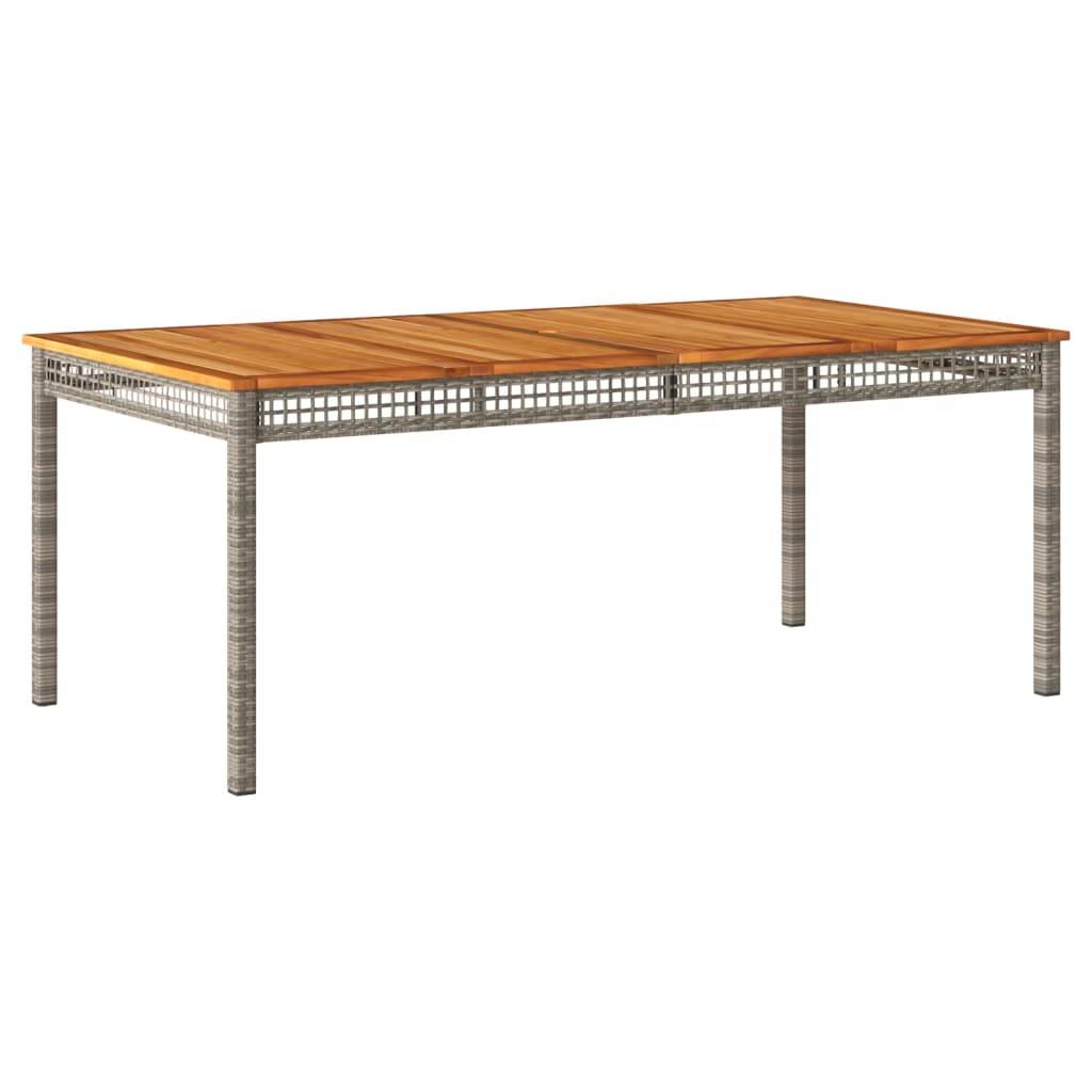 vidaXL Gartentisch Grau 180x90x75 cm Poly Rattan Akazienholz