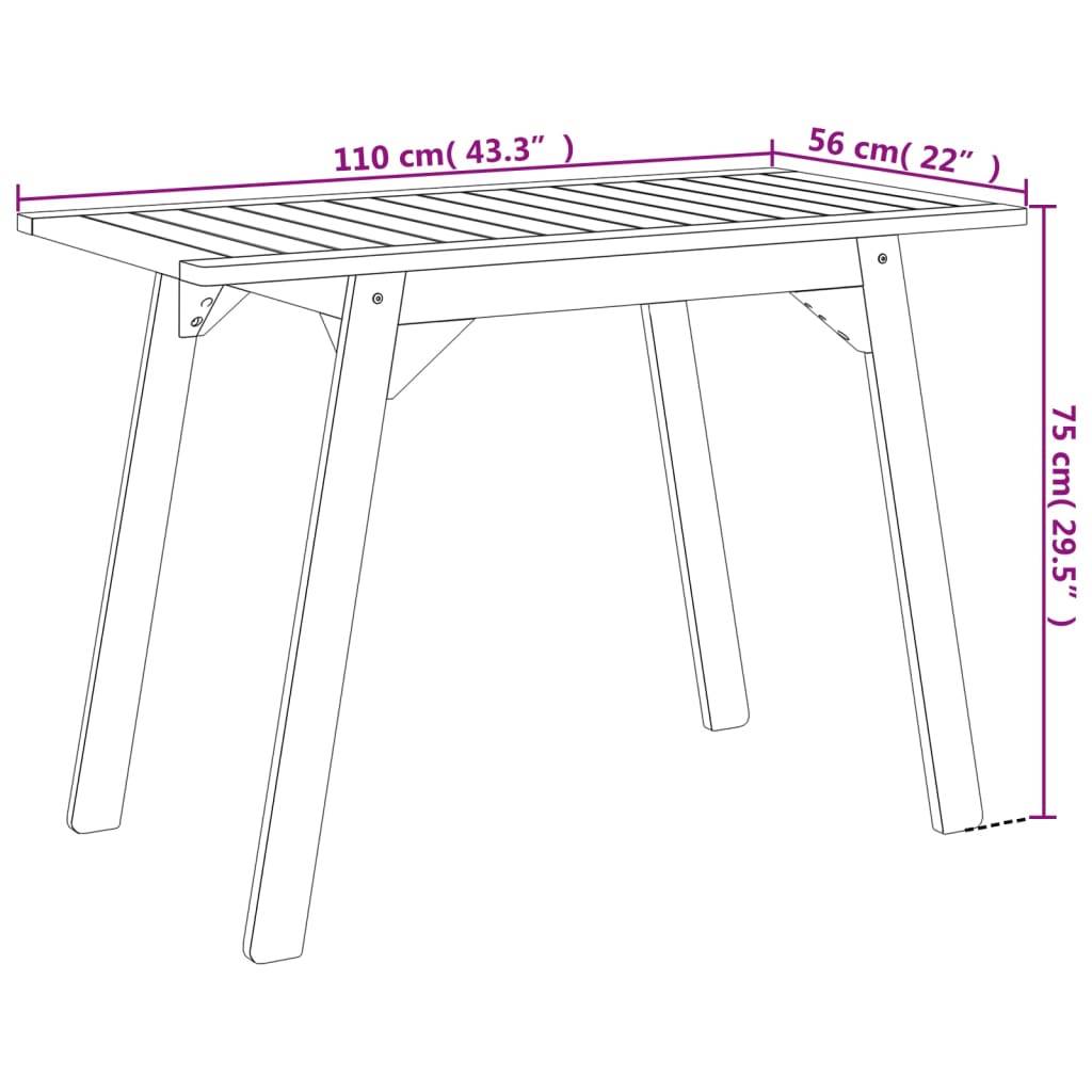 vidaXL Garten-Esstisch 110x56x75 cm Massivholz Akazie