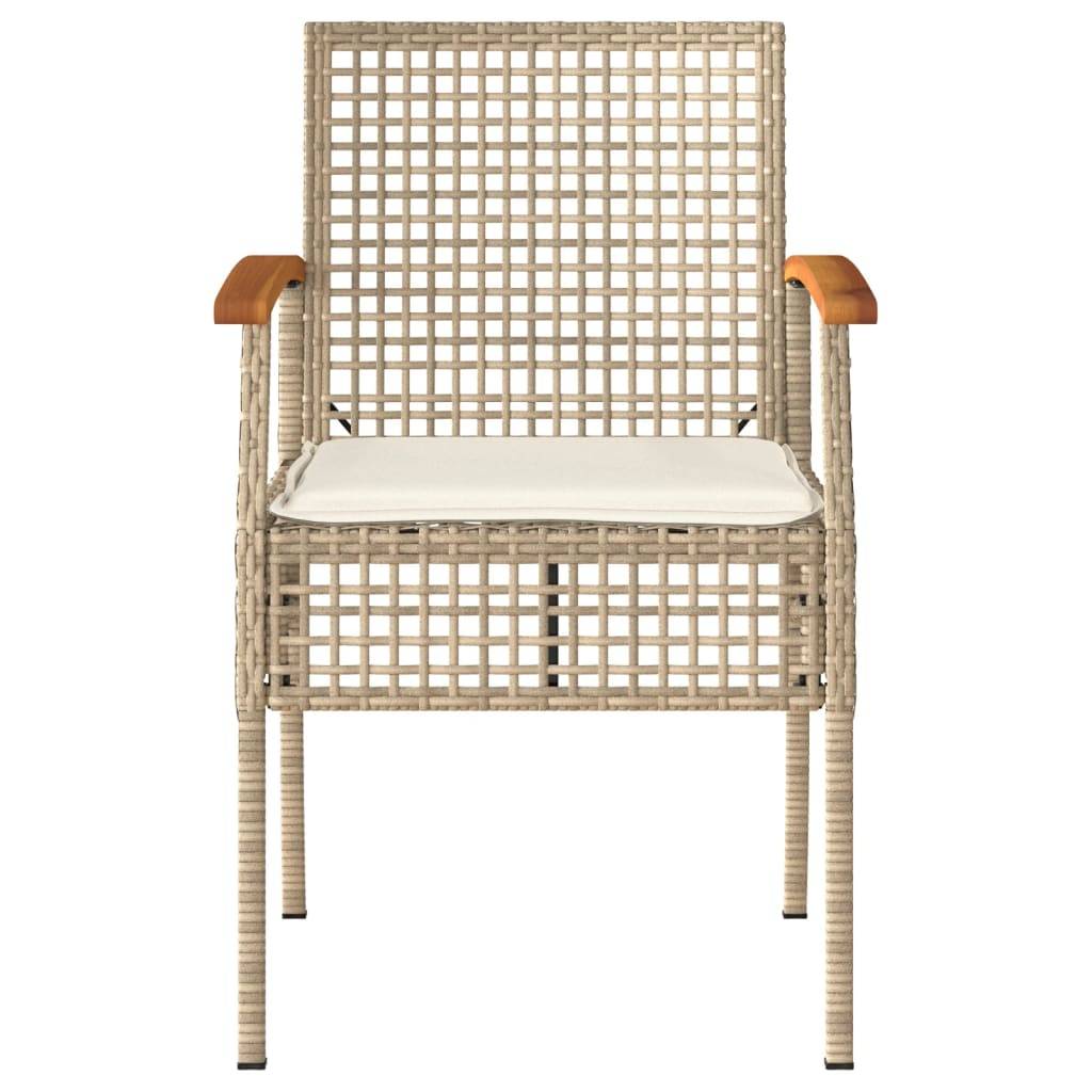 vidaXL Gartenstühle mit Kissen 2 Stk. Beige Poly Rattan Akazienholz
