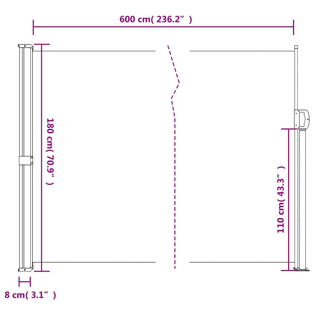 vidaXL Seitenmarkise Ausziehbar Taupe 180x600 cm
