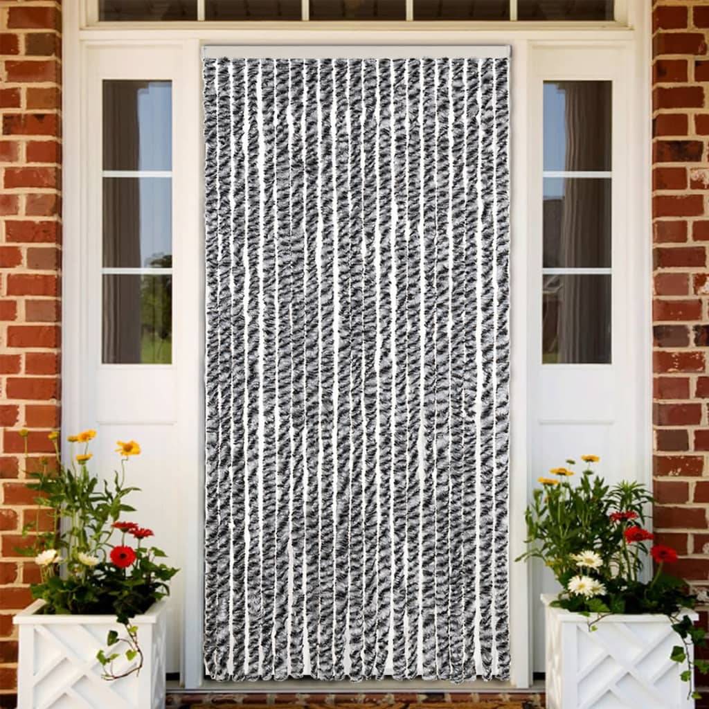 vidaXL Fliegenvorhang Grau, Schwarz und Weiß 90x200 cm Chenille