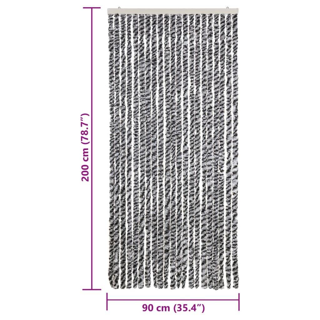 vidaXL Fliegenvorhang Grau, Schwarz und Weiß 90x200 cm Chenille