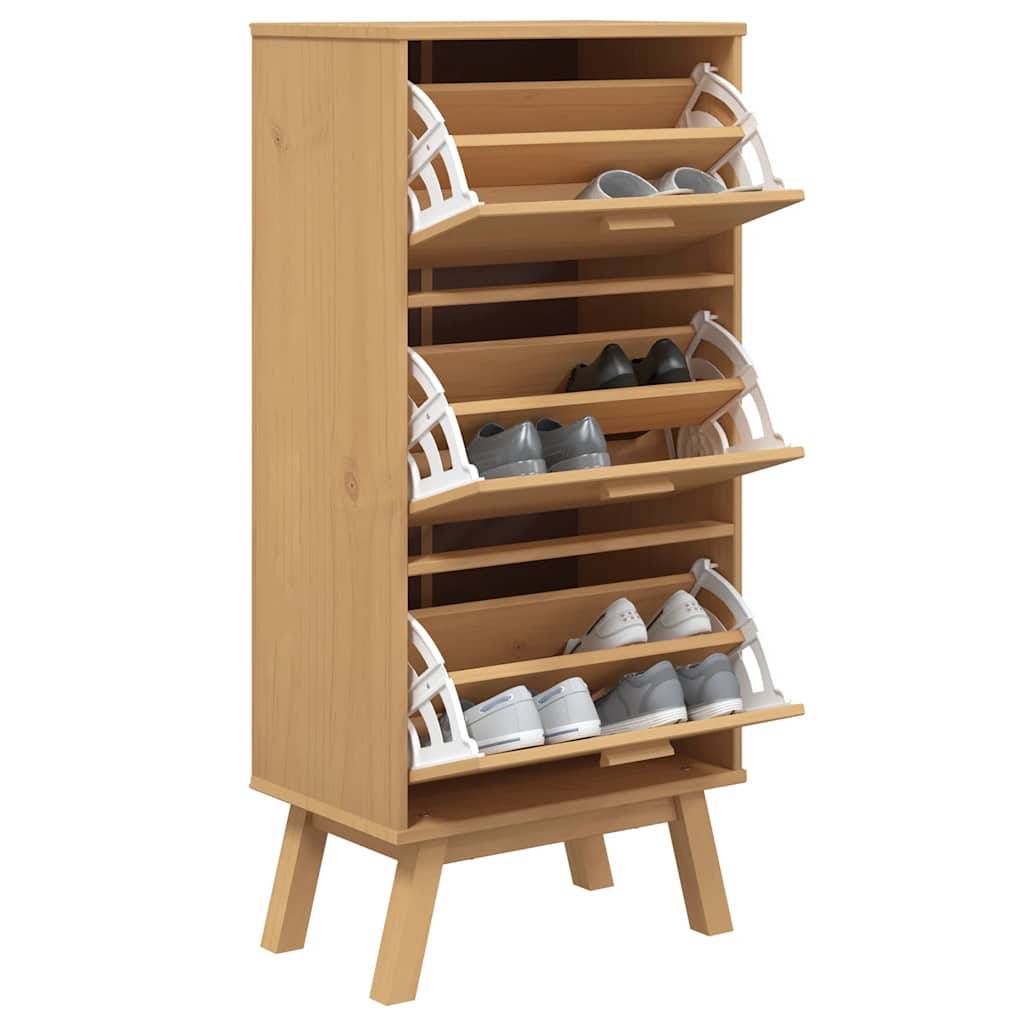 vidaXL Schuhschrank OLDEN Braun 55x35x120 cm Massivholz Kiefer