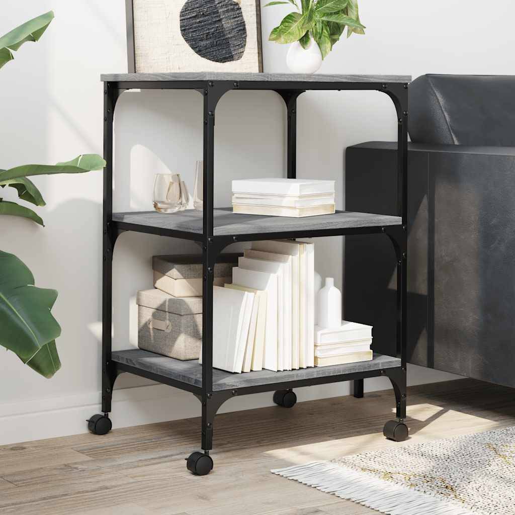 vidaXL Druckerständer 3 Ablagen Grau Sonoma 50x41x75 cm Holzwerkstoff