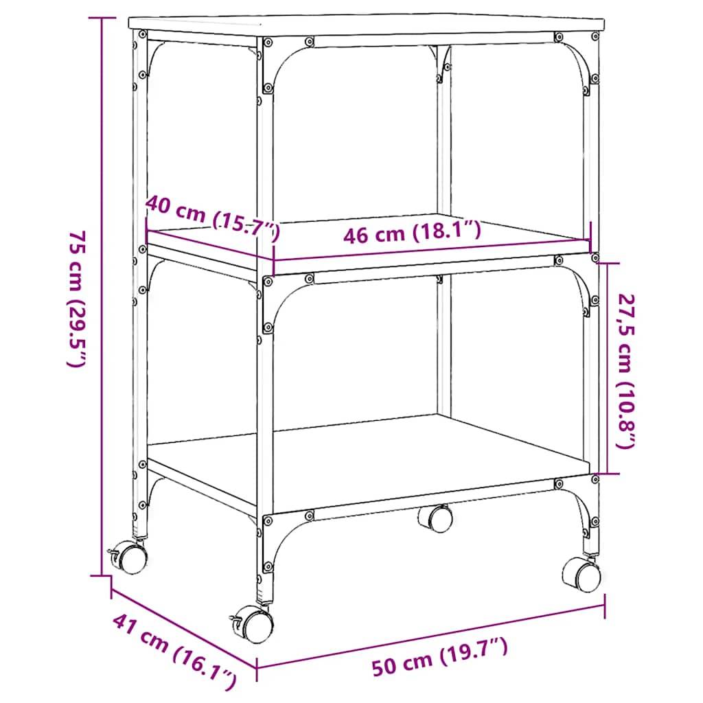 vidaXL Druckerständer 3 Ablagen Grau Sonoma 50x41x75 cm Holzwerkstoff