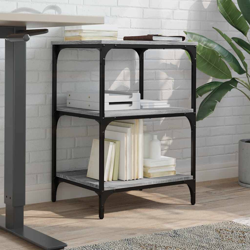 vidaXL Druckerständer 3 Ablagen Grau Sonoma 50x41x75 cm Holzwerkstoff